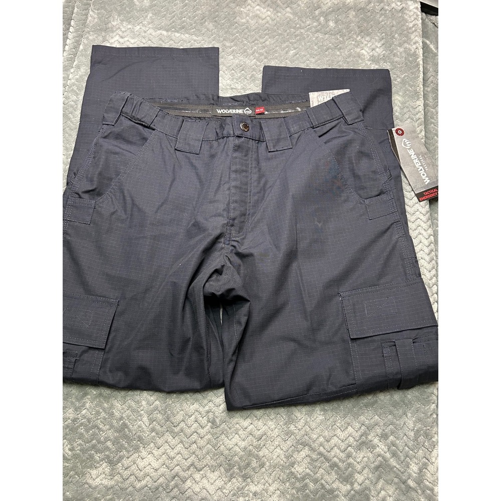 Wolverine Tactical Emergency Pants Mens 34x32 Navy Blue Ripstop Cargo Work‎ Pant
